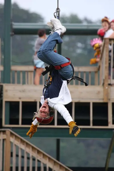Zip lining, upside down